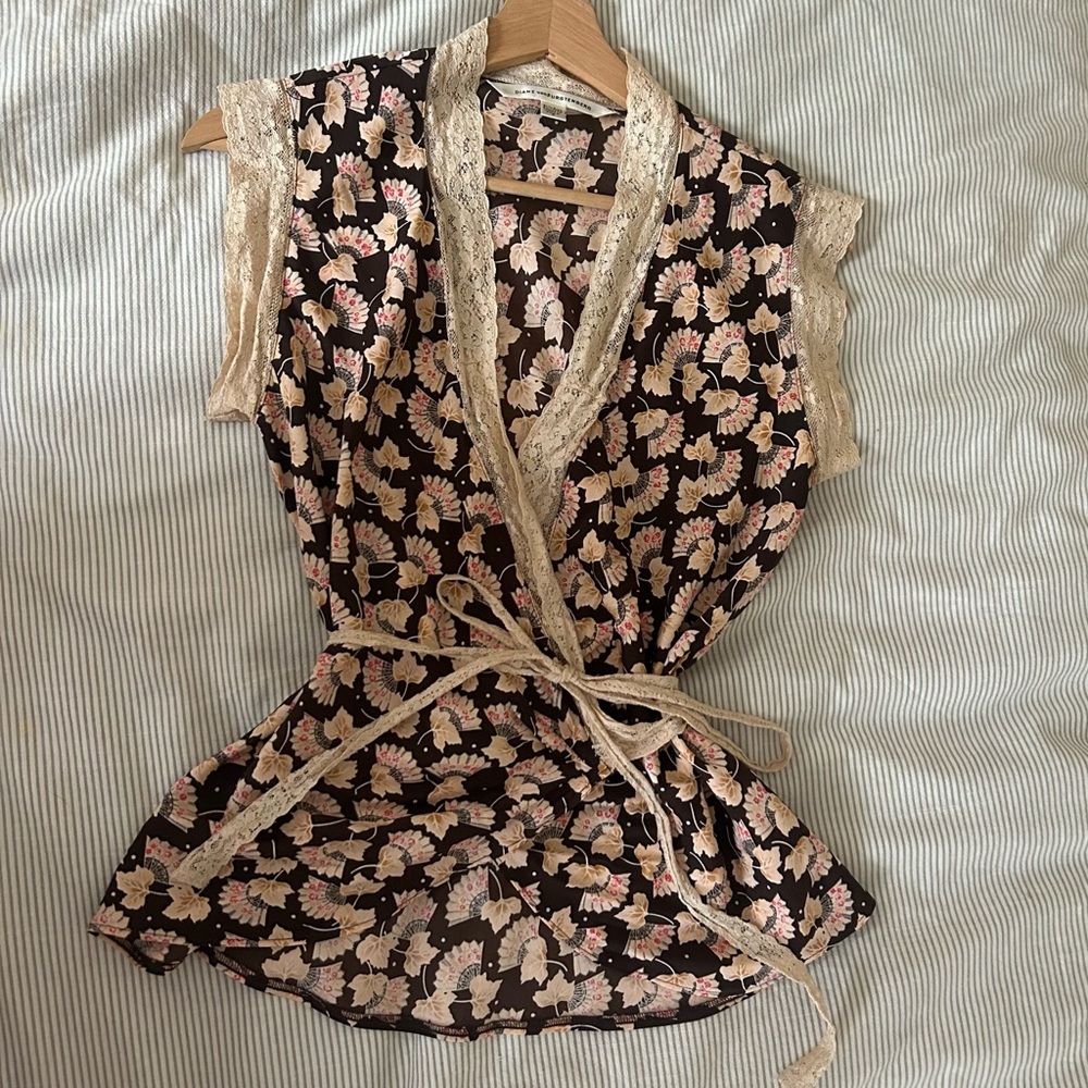 Diane Von Furstenberg Floral Silk Wrap Top